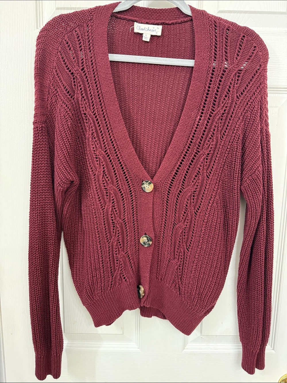 Cloud Chaser Dusty Rose Cable-Knit Button Cardigan